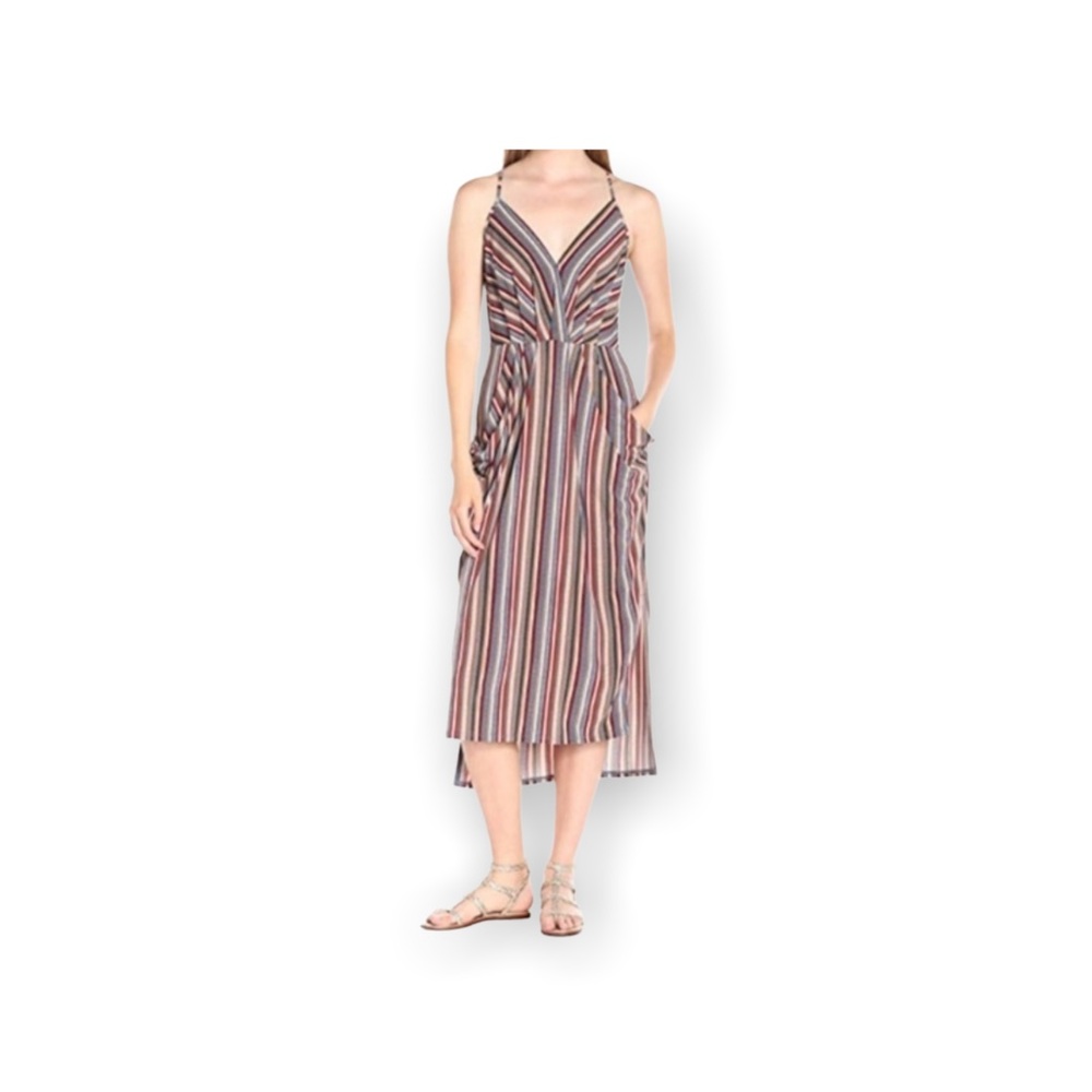 BCBG GENERATION BCBGeneration V Neck Striped Midi Dress